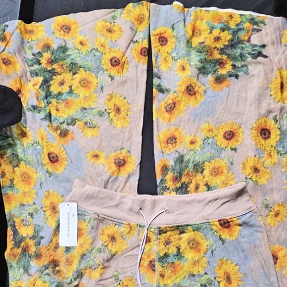 Selkie Monet Sunflowers Bellbottom Sweats XL NWT - Picture 2 of 5